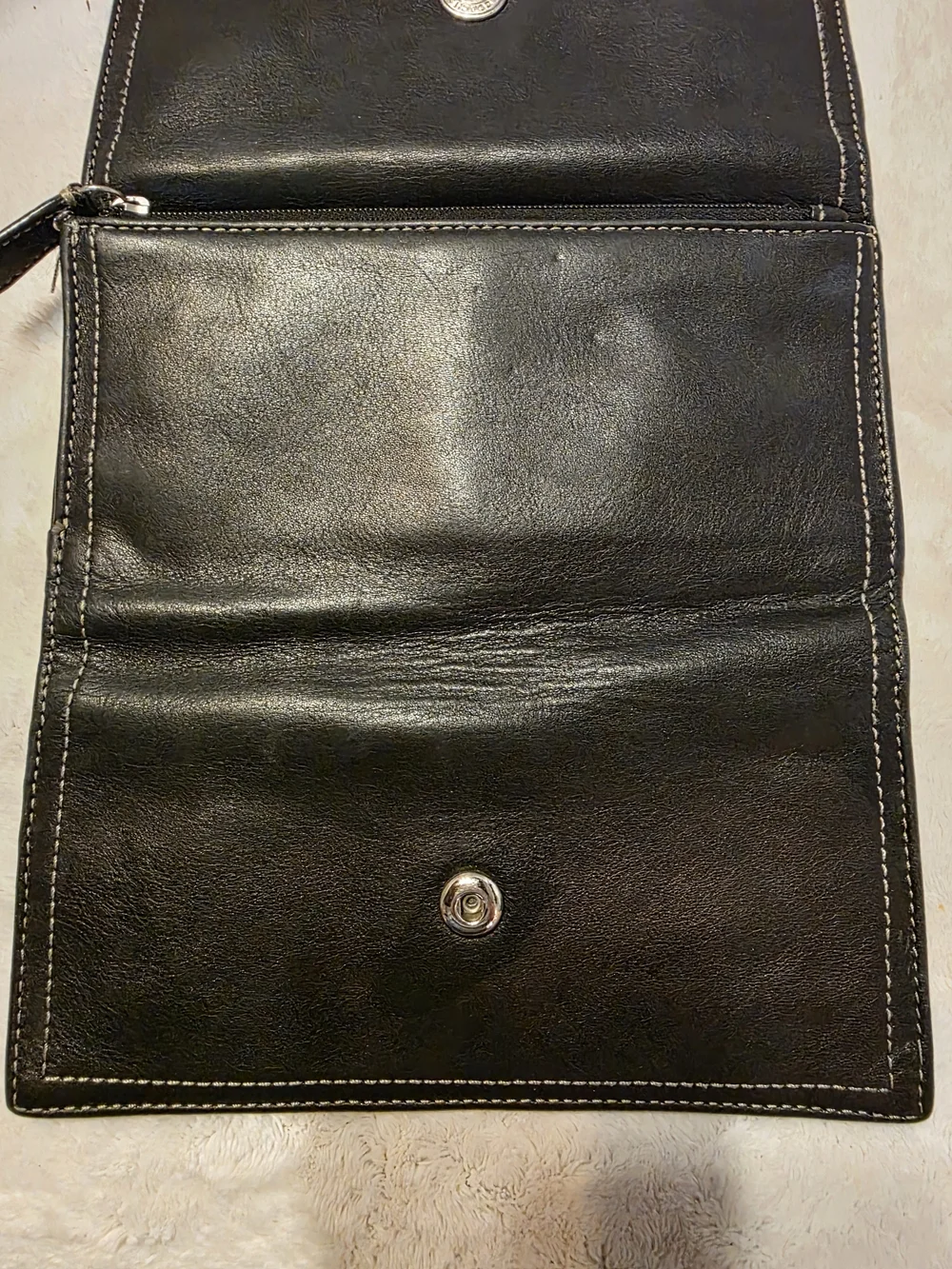 Coach Black Leather Trifold  Walley